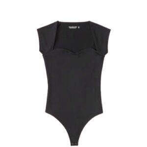 A&F Seamless Fabric Cap Sleeve Sweetheart Bodysuit BLACK - MEDIUM